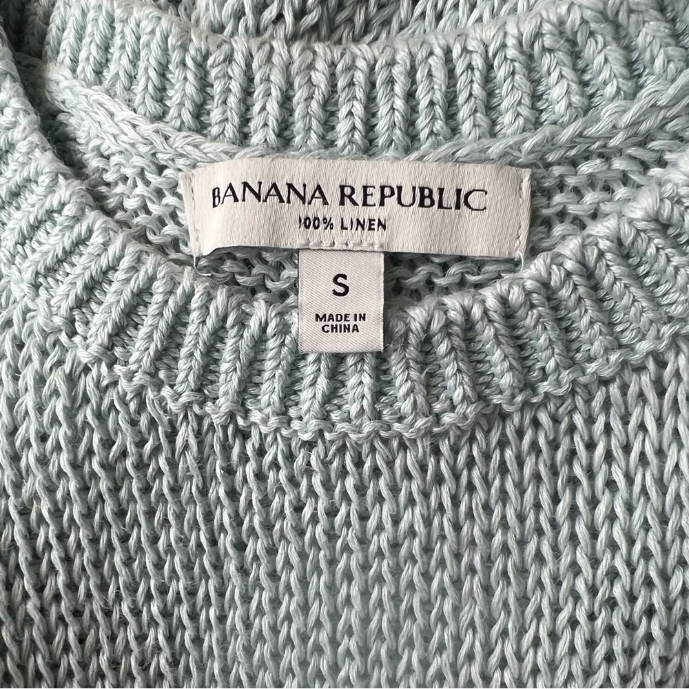Banana Republic Women’s Linen Turquoise Crew Neck Sleeveless Sweater Top Size S